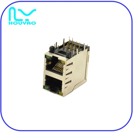 RJ45  2X1帶燈帶屏蔽帶彈