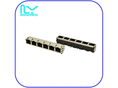 RJ45 1*6-帶燈LED 左黃右綠三面有彈