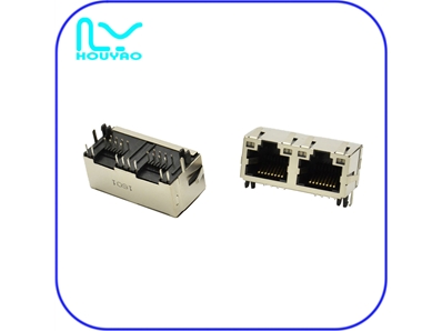 RJ45 1X2 DIP 屏蔽LED 雙色燈